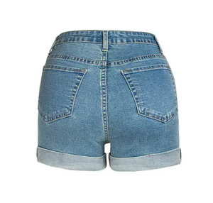 Shorts de mezclilla de moda para mujer, vaqueros elásticos rasgados, shorts sexys, shorts holgados para chicas, shorts altos para damas, conjunto de jeans. - Product Image 3