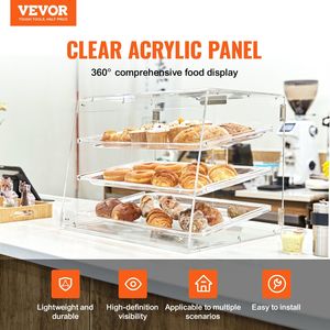 Vetrina commerciale in acrilico a 3 livelli per pasticceria da forno per vetrina con accesso alla porta posteriore ripiani rimovibili per ciambelle fresche - Product Image 2