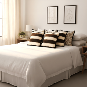 SOGA Ensemble de 6 taies d'oreiller 3x blanc cassé à motif cœur avec bordure noire 3x housses de coussin bouclées rayées marron crème - Product Image 6