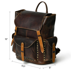 Luxury Genuine Leather <b>Backpack</b> for Men Stylish Office <b>College</b> and Business Use with Multiple Pockets - Product Image 5