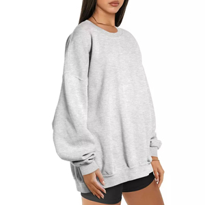 Sweat-shirt décontracté pour femme, coupe ample, col ras du cou côtelé, doublé, écologique, respirant, séchage rapide, streetwear d'hiver, devant - Product Image 2