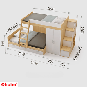 Ohaha Smart Bunk <b>Bed</b> with Integrated Wardrobe - GTTM013 - Product Image 5