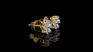 Pendientes de Diamantes con Corte de Pera en Forma de Flor |   Pendientes Minimalistas de Oro para Uso Diario |   Joyería al por Mayor - Product Image 2