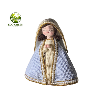 Muñeca Virgen María de Crochet Hecha a Mano, Figura Religiosa Católica con Rosario y Corona, Decoración para Altar de Oración Cristiana, Regalo - Product Image 6