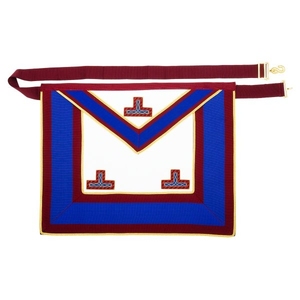 Delantal Masónico Bordado en Azul y Dorado con Patrón de Corazón, Insignia Clásica Cosida, Decoración de Tela - Product Image 1