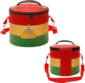 Estuche para Sombrero Fez Masónico, Emblema de Pirámide Shriner, Bordado a Mano, Ligero, Rojo, Dorado, Verde, Imitación de Cuero, con Cierre, Suave - Product Image 1