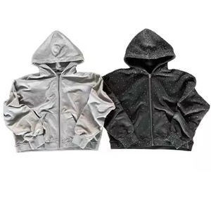 Sudadera con Capucha y Cierre de Cremallera para Hombre, Talla Grande, Color Sólido, Tejido de Poliéster, Estilo Casual para Otoño, Corte Regular - Product Image 1