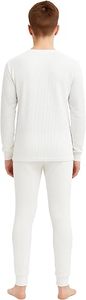 <b>Men's</b> <b>White</b> Cotton Tracksuit Set Crew Neck Long Sleeve Solid Color Casual Winter Wear Full Length <b>Joggers</b> Regular Fit - Product Image 2