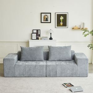 Modern Minimalist Style Imitation Schneier Grey <b>Sofa</b> with 2 <b>Pillows</b> for Living Room Apartment or Office - Product Image 2