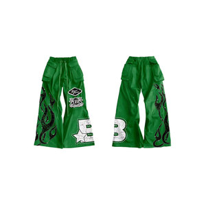 ชุดวอร์มทรงบานปักลายสไตล์วินเทจแบบทำสีซีด แต่งคริสตัลพิมพ์ลาย OEM แฟชั่นสตรีทแวร์สุดฮิต - Product Image 5