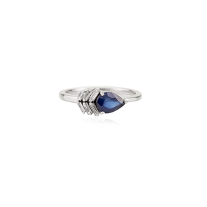 18K White Gold Pear Cut Pink Sapphire & Diamond Solitaire Statement Ring - Product Image 2