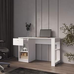 Escritorio blanco Sun City para ordenador con cajón y función de almacenamiento abierto - Product Image 4