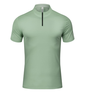 Chemise à col roulé à demi-zip en coton personnalisée de haute qualité, à manches courtes, en tissu respirant, impression numérique pour hommes - Product Image 3