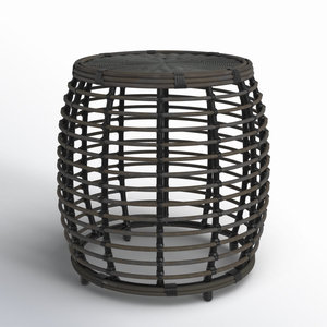 Mesa auxiliar de exterior de mimbre de resina redonda para uso en jardín o patio - Product Image 5