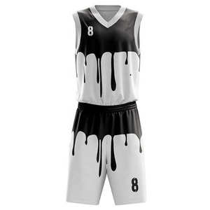 Ensemble de maillot et short de basketball réversible personnalisable, vêtements de sport respirants avec uniforme de basket-ball à motifs - Product Image 5
