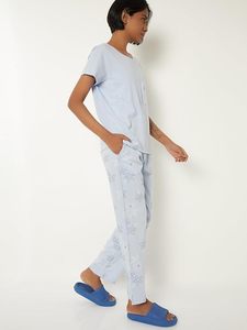 Women’s Casual Printed Cotton Pajama Set Round Neck Half Sleeve Top with <b>Pyjama</b> Bottom Sleepwear - Product Image 3