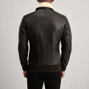 Chaqueta Bomber de Cuero Marrón para Hombre Furat Leathers, Chaqueta Casual de Invierno Transpirable y Resistente al Viento con Cuello Alto y Cierre de Cremallera, Forro de Poliéster - Product Image 4