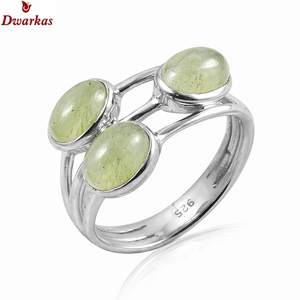 Trendy fine jewelry classic 925 sterling silver natural prehnite three gemstone <b>ring</b> for <b>men</b> fashion parties gift jewelry - Product Image 1