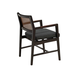 Modern Rattan <b>Dining</b> <b>Chair</b> Solid Wood Arm <b>Chair</b> Upholstered Seat Restaurant Cafe Furniture - Product Image 6