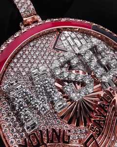 Pendentif personnalisé en argent sterling S925, diamant moissanite, plaqué or rose, émaillé rouge et noir, bijoux hip-hop glacés - Product Image 3