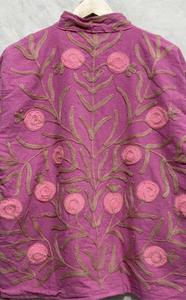 <b>Women</b> Purple Velvet Floral <b>Embroidered</b> Suzani <b>Jacket</b> Full Sleeve Stand Collar Bohemian <b>Women</b> Autumn Outerwear - Product Image 6