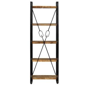 <b>Solid</b> Mango <b>Wood</b> and Steel 5-Tier <b>Bookcase</b> 23.6"x11.8"x70.9" Bookshelves & <b>Bookcases</b> - Product Image 2