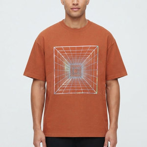 Camiseta con estampado reflectante único para hombre, camiseta de algodón con cuello redondo, diseño artístico reflectante, ropa informal suave y cómoda para el día a día - Product Image 3