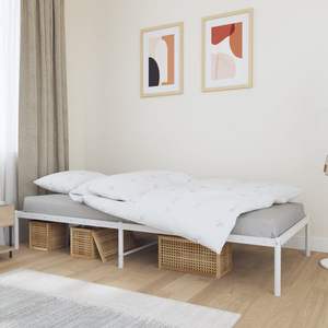 Base de Cama Individual de Acero con Recubrimiento en Polvo Blanco, Diseño Elegante - Product Image 1