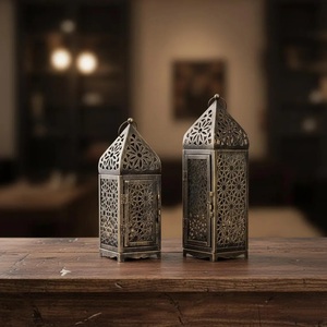 Hexagon Moroccan Metal <b>Lantern</b> Set <b>Copper</b> Finish Durable Home Decoration - Product Image 3