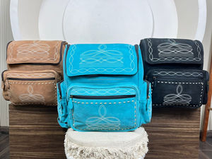 Nouveau Design Fabricant Botte Point Turquoise Daim Cuir Sacs À Couches Multi-fonction En Cuir Véritable Support Pour Ordinateur Portable Sacs À Dos - Product Image 4