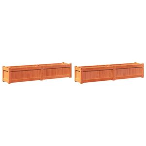 Ensemble de 2 grands pots de fleurs et jardinières en bois de pin massif brun ciré - Product Image 2