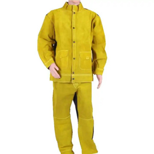 Combinaison de soudage complète en cuir de vachette pleine fleur pour soudeurs, combinaisons de sécurité industrielles et vêtements de protection anti-étincelles pour le soudage - Product Image 2