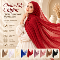 Vente en gros de châles longs en mousseline de soie, hijab 180x75cm, design avec strass, foulard musulman, doux, léger, multicolores pour femmes