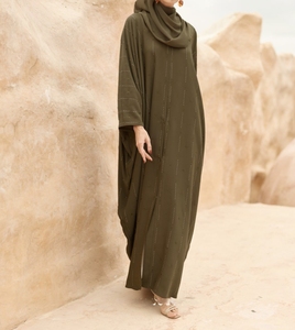 Abaya Saudí Tradicional Islámica de Alta Calidad para Mujer, Diseño Dubai, Primavera, Poliéster Transpirable, Largo hasta el Tobillo, Corte Musulmán - Product Image 1