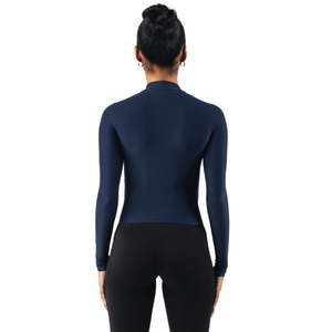 Camiseta de Manga Larga con Cuello Alto de Doble Capa para Mujer, Ajuste Elástico, Tela Suave, Prenda Esencial para el Día a Día, Ropa Deportiva, Ropa de Gimnasio - Product Image 4