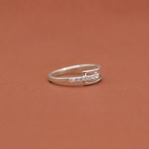 925 Sterling Silver <b>Open</b> Double Band Design Moissanite Minimalist Modern Design <b>Ring</b> For Women - Product Image 2