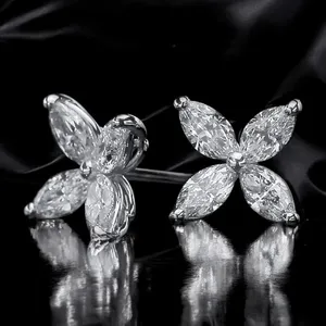 14K White Gold 3.20 Ct Lab Grown Marquise Diamond <b>Earring</b> push <b>back</b> - Product Image 4