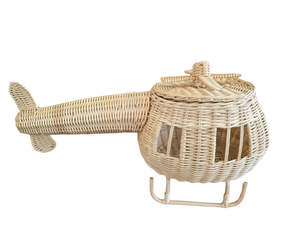 Helicóptero de Juguete de Ratán Natural, Hecho a Mano, Decorativo, para Niños, Adorno Único para Habitación Infantil - Product Image 3