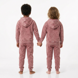 Conjuntos de chándales de invierno para niños con lavado ácido, diseño de ropa deportiva, chándal informal para niños, sudadera con capucha de cremallera completa, color sólido - Product Image 4
