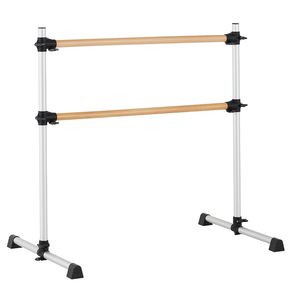 Barra da Ginnastica e Danza Portatile Autoportante Regolabile in Altezza in Legno di Faggio Doppio per Casa - Product Image 1