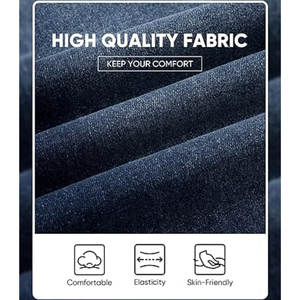 Jeans pour hommes coupe droite extensible – Pantalon en denim classique décontracté pour le quotidien et le travail - Product Image 5