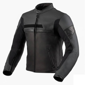 Veste en cuir de moto de haute qualité, coupe-vent, grande taille, fermeture éclair sur le devant, doublure intérieure douce, sécurité, confort, coutures renforcées - Product Image 1