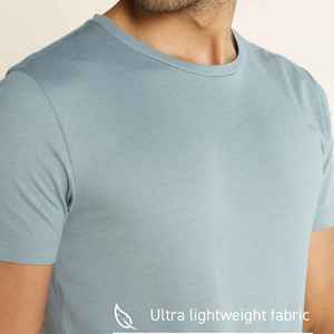 <b>Men's</b> Light Color Short Sleeve O-Neck T-Shirt Regular Fit Casual Jersey Cotton Solid Color Breathable Knitted Top - Product Image 4