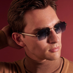 Lmamba Custom Logo Retro Cut <b>Edge</b> Rimless <b>Square</b> Sun Glasses 2024 Luxury Brand Designer Sunglasses - Product Image 1