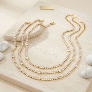 Wholesale 18K Gold Plated Waterproof Non Tarnish Stainless Steel Tennis Necklace with Custom Packaging - Product Image 5
