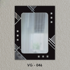 Design on Black Glass With V-Groove Bevel Edges Clear Reflective <b>Mirror</b> Art Decor Frameless for Dressing Area - Product Image 1