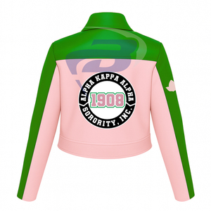 Alfa |   Kapa |   Chaqueta de cuero PU Alpha AKA Sorority de alta calidad, estilo racing, corte ajustado, personalizable con cualquier logotipo. - Product Image 3