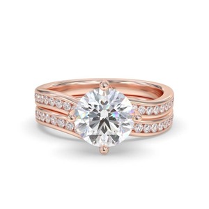 Anillo de compromiso con banda a juego, diamante cultivado en laboratorio de 0.80 ct, en oro de 18 quilates y platino. - Product Image 3