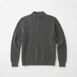 Sudadera de Moda para Hombre, Color Sólido, Casual, con Cuello Alto y Cierre de Cremallera 1/4, Manga Larga, 320gsm - Product Image 6