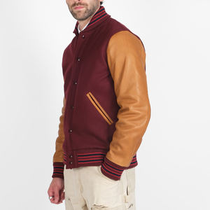 Chaqueta Universitaria de Lana Blanca y Negra con Mangas de Cuero, Chaqueta Clásica Estilo Bomber para Hombre y Mujer - Product Image 6